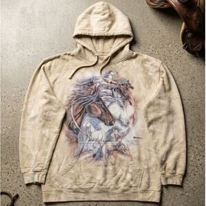 The Mountain Horses Tie Dye Hoodie Size Medium Y2K Grunge Graphic Sweatshirt